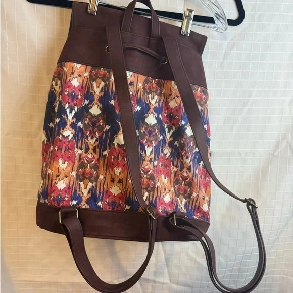 Miche Anita- Colorful purple, orange,red W Brown Drawstring Backpack - Picture 2 of 5